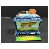 Antique majolica tobacco humidor or jar