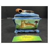 Antique majolica tobacco humidor or jar