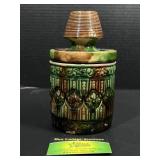 Antique Majolica Tobacco Jar with Lid
