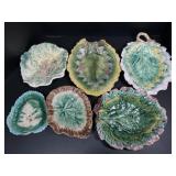 Majolica Leaf-Form Plates, 6 Pcs