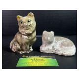 2 Chalkware Cat Figure