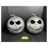 2 Metal Skeleton Pumpkin Decorations