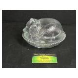 Clear Glass Sleeping Cat Dish