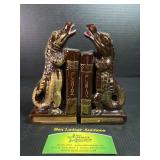 Vintage Ceramic Alligator Bookends