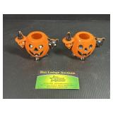 2 Plastic Jack O Lantern Candy Containers