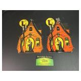 (2) H. E. Luhs Emboss Paper Die Cut Haunted House
