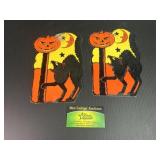 (2) H. E. Luhs Embossed Paper Die Cut Black Cats