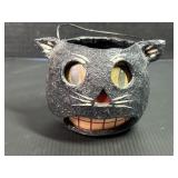 Vintage Papier-Mï¿½chï¿½ Black Cat Halloween Bucket