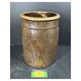 Stoneware Crock With Brown Glaze
