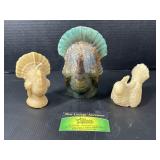 Wax turkey and bird decor