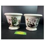 2 Lepus Ceramic Planters with Rabbit Motif