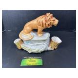 Royal Dux Figural Lion Porcelain Desk Inkwell