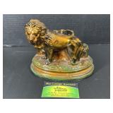 Vintage Figural Lion Pottery Desk Inkwell
