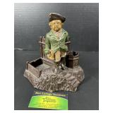 Vintage Colonial Man Figural Pottery Desk Inkwell