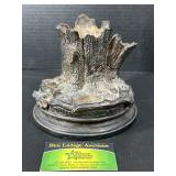 Vintage Figural Tree Stump Pottery Desk Inkwell
