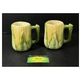2 Vintage Corn Ceramic Mugs