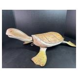 Handcrafted Metal & Wood Turtle Sculpture