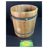 Wooden Bucket by Beam with Metal Bands