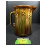 Vintage stoneware or majolica art pottery pitcher
