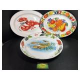 3 Vintage Enamel Serving Plates