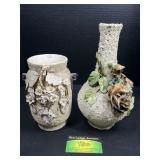 Two floral vases