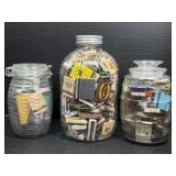 Three jars with matches in them