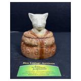 Germany Ceramic Fox Cookie Jar & Lid