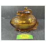 Amber Glass Nut Bowl