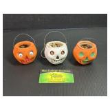 3 Small Paper Mache Halloween Baskets