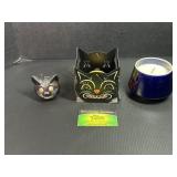Halloween Black Cat Candle and Candle Holder