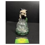 Cat looking into bowl decor