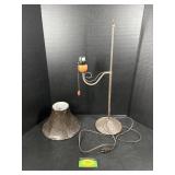 Wrought Iron And Wood Scroll Arm Table Lamp