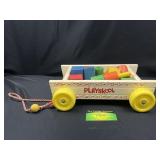 Playskool wooden wagon and blocks