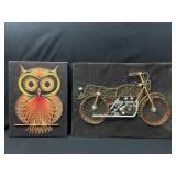 Nail art of motorcycle and owl