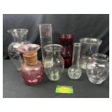 Two boxes of Glass vases