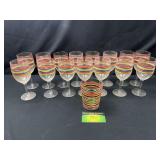 15 Striped wine glasses and cup