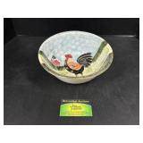 Large Painted Rooster Serving Bowl
