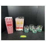 Vintage Flamingo Glasses and Popcorn Containers