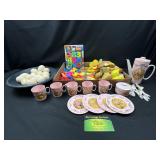 Play food, tea set, and magnetic numbers & letters