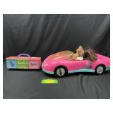 Barbie car with dolls and accessory case