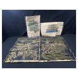 Gold Japanese style fabric decor and papyrus art