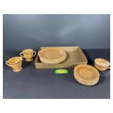 Fire King Copper luster Plates, saucers, Sugar