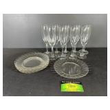 Clear Glass plates and Glass drink Flutes