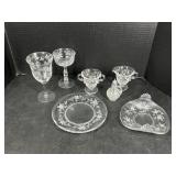 Large Etched Glass Ware Set