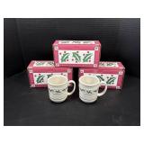 6 Longaberger Traditional Holly Mugs