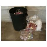 Trash Can of Various Sewing Materials and Fabrics