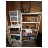 Plastic Storage Shelves and contents