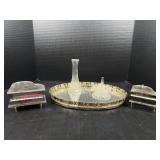 Laurel Piano music boxes, metal platter, and more