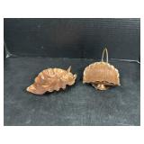 Copper Leaf Shaped Bowl and Small Basket