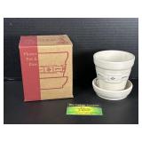 Longaberger Blue Flower Pot and Base